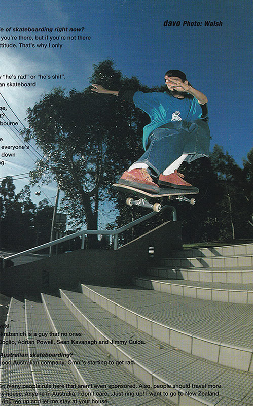 Photo of Davo doing an Ollie Shifty down a Double Set of Stairs.