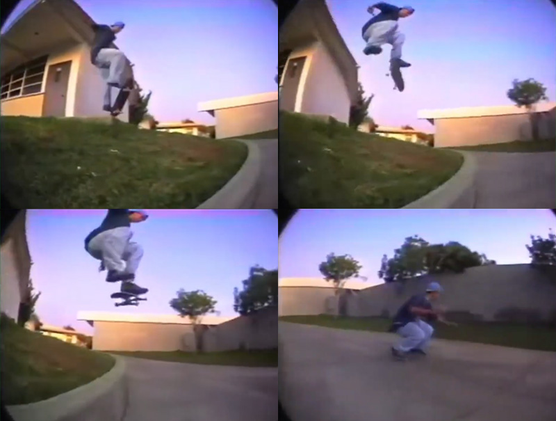 Video sequence of Eric Koston doing a frontside kickflip
                            off the Carlsbad Gap.